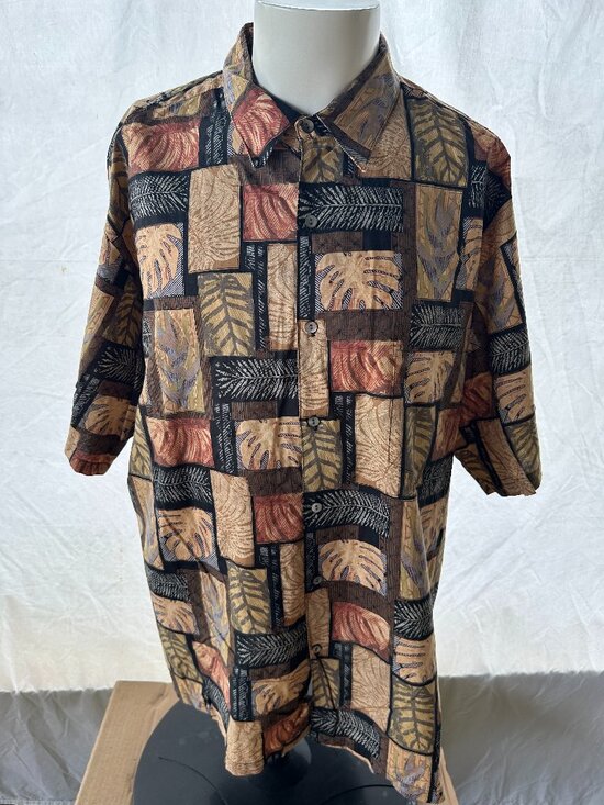Tori Richard Other - Tori Richard Men's Floral Leaf Pattern Men's Black Brown Hawaiian Shirt 2XL XXL
